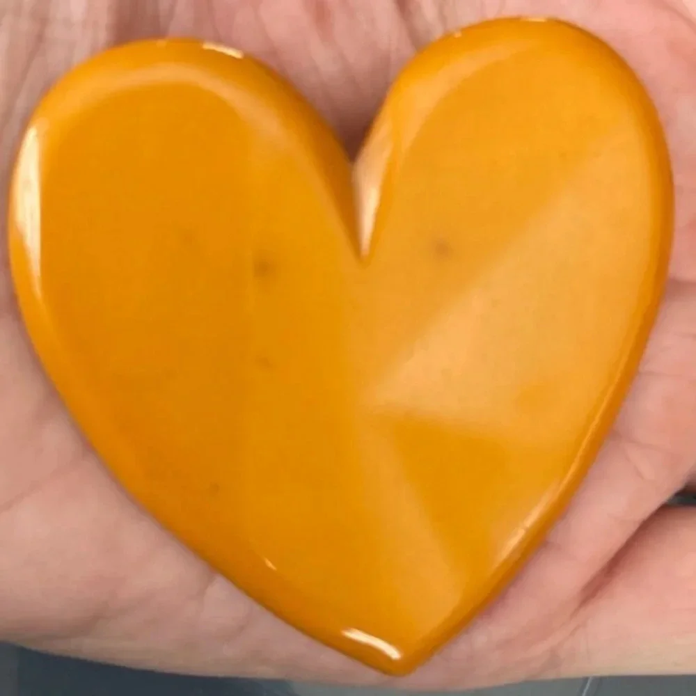 BAKELITE Vintage Antique 1920s to 1930s Butterscotch Oversized Heart Brooch Pin
